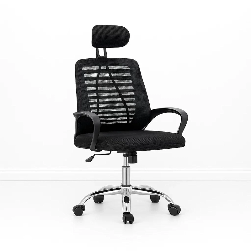 SILLA DE OFICINA ERGOS ERGONÓMICA CON CABEZA - EN COLOR NEGRO - 1