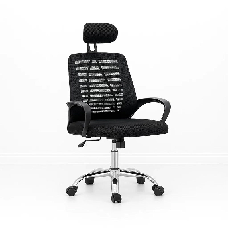 SILLA DE OFICINA ERGOS ERGONÓMICA CON CABEZA - EN COLOR NEGRO - 2