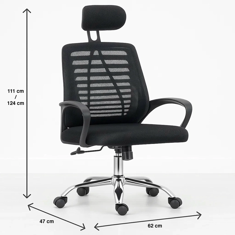 SILLA DE OFICINA ERGOS ERGONÓMICA CON CABEZA - EN COLOR NEGRO - 7
