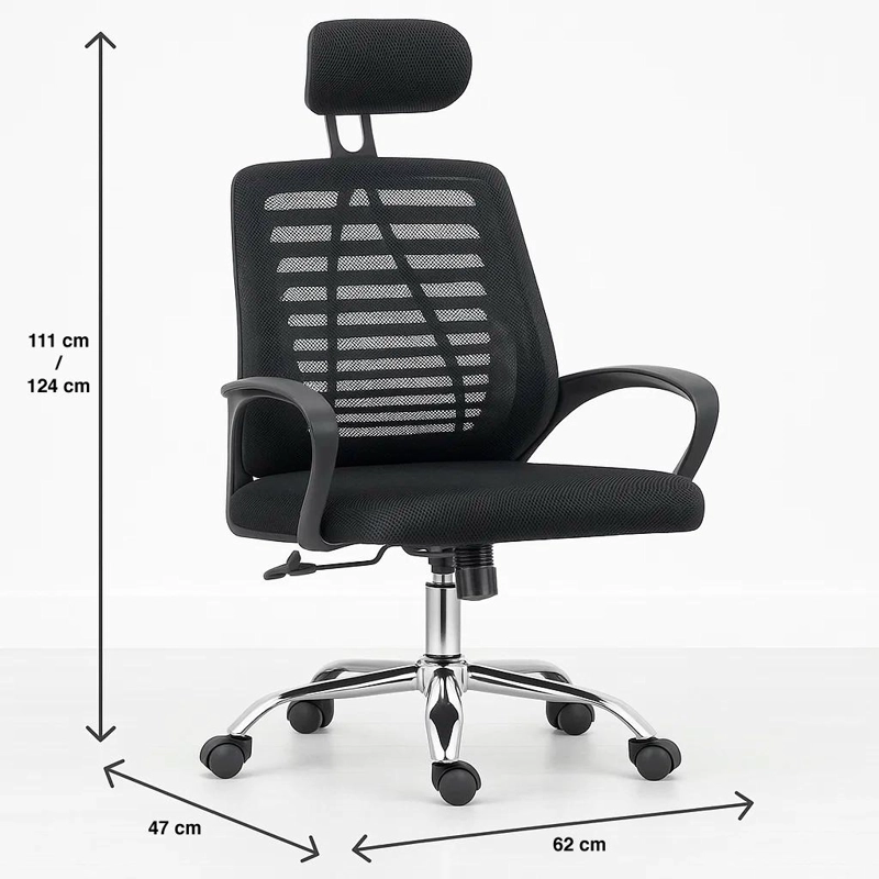 SILLA DE OFICINA ERGOS ERGONÓMICA CON CABEZA - EN COLOR NEGRO - 8