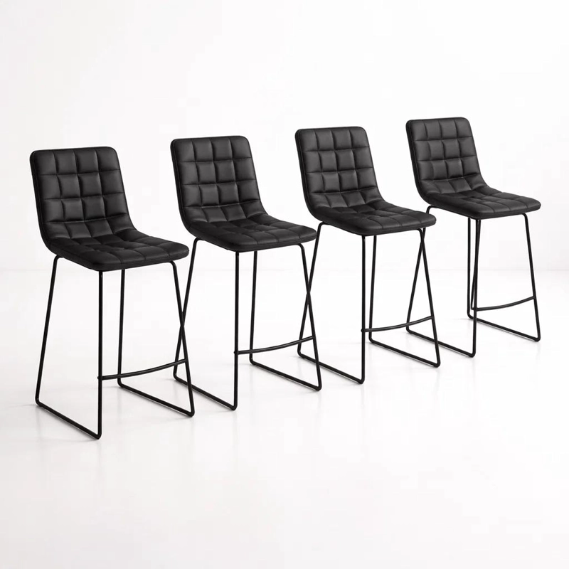 PACK DE 4 TABURETES MILANO CUERO SINTETICO CON PATAS METALICAS ESTILO INDUSTRIAL - 1