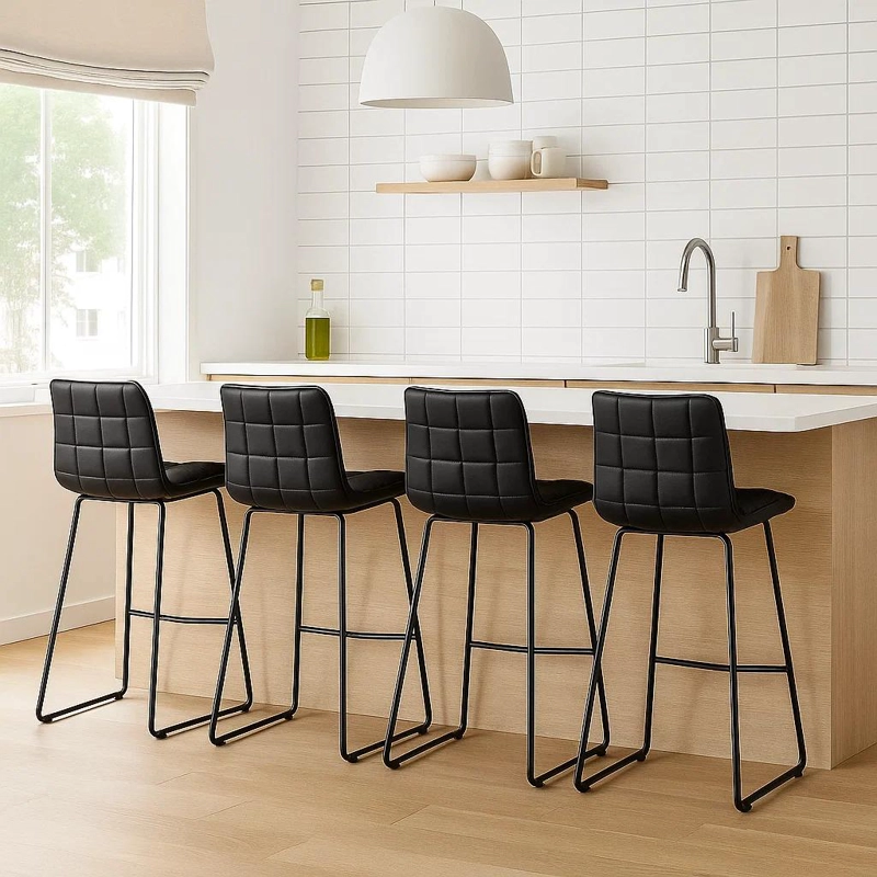 PACK DE 4 TABURETES MILANO CUERO SINTETICO CON PATAS METALICAS ESTILO INDUSTRIAL - 2