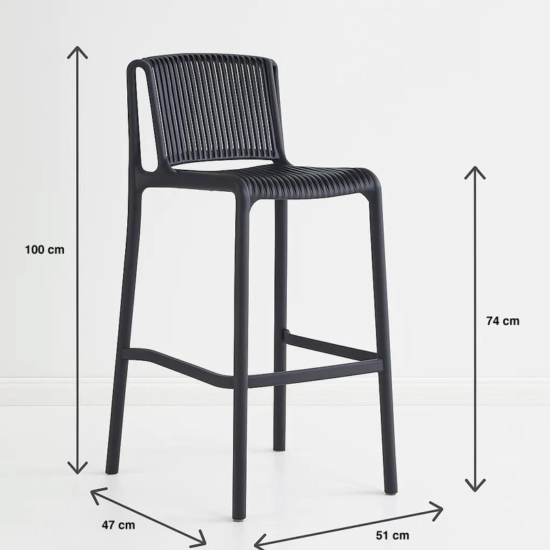 PACK DE 4 TABURETES ALTOS CAPRI POLIPROPILENO - NEGRO - 4