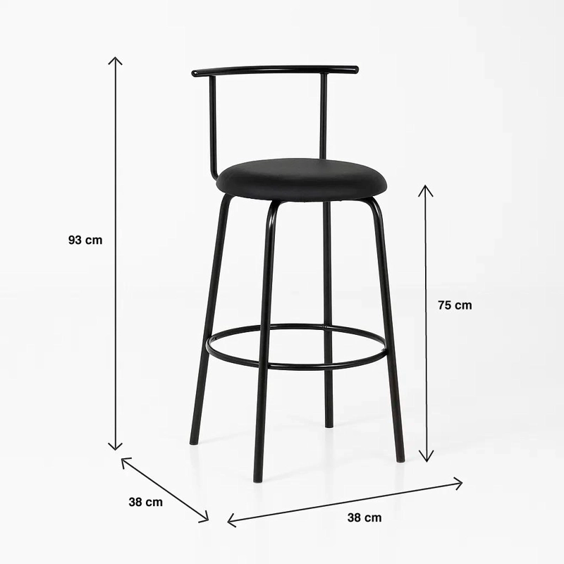 PACK DE 2 TABURETES ALTOS OSLO METAL Y CUERO SINTE TICO - NEGRO - 4