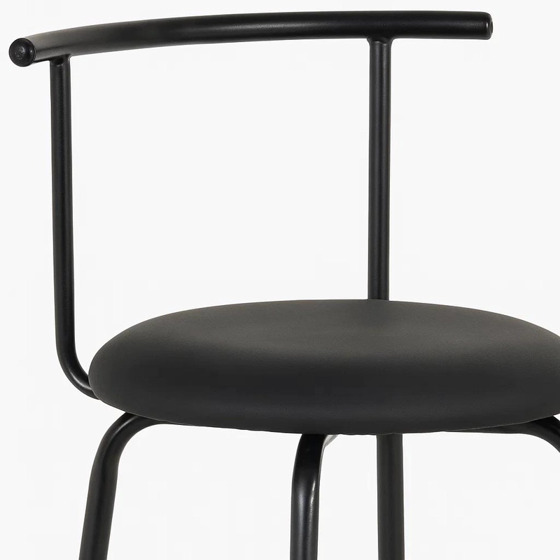 PACK DE 2 TABURETES ALTOS OSLO METAL Y CUERO SINTE TICO - NEGRO - 6