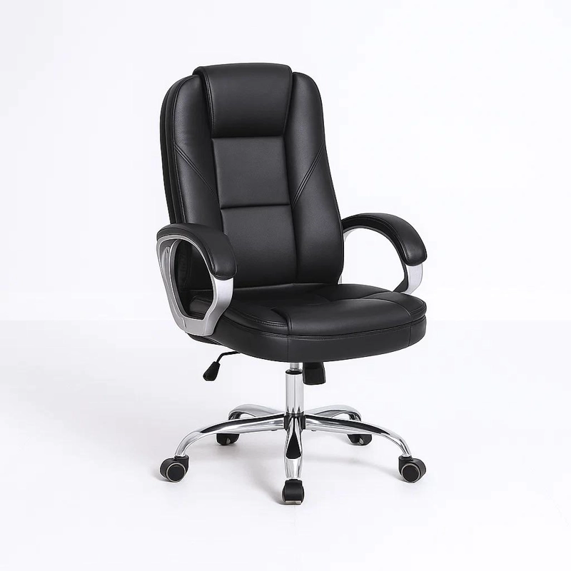 SILLA DE OFICINA EJECUTIVA MAGNUS CUERO SINTE TICO - NEGRO - 1