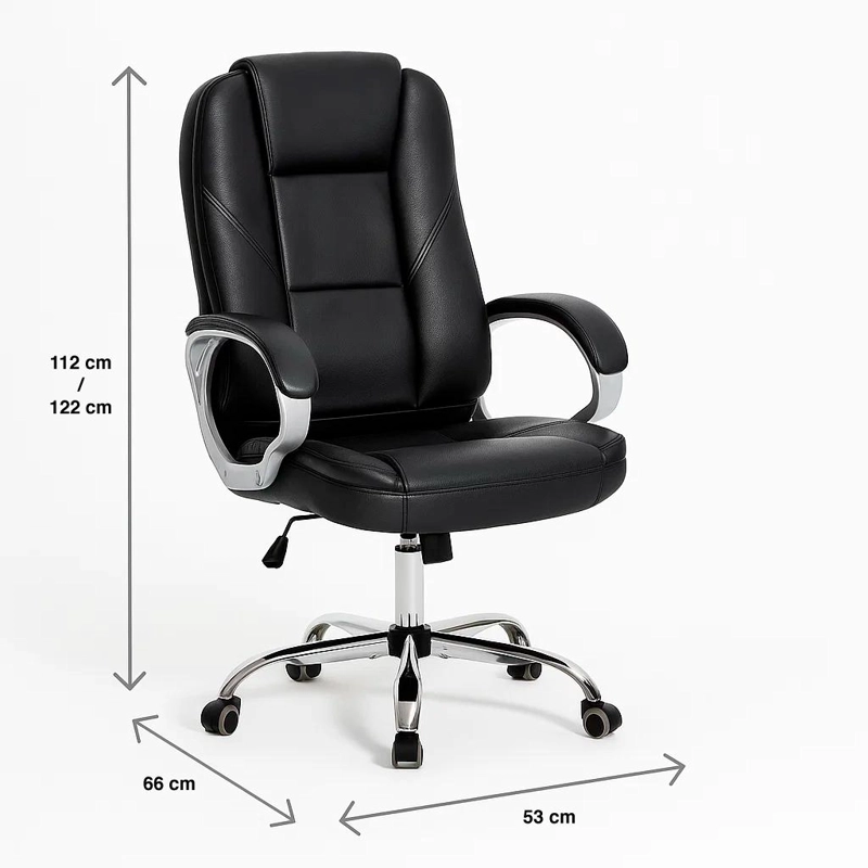 SILLA DE OFICINA EJECUTIVA MAGNUS CUERO SINTE TICO - NEGRO - 4