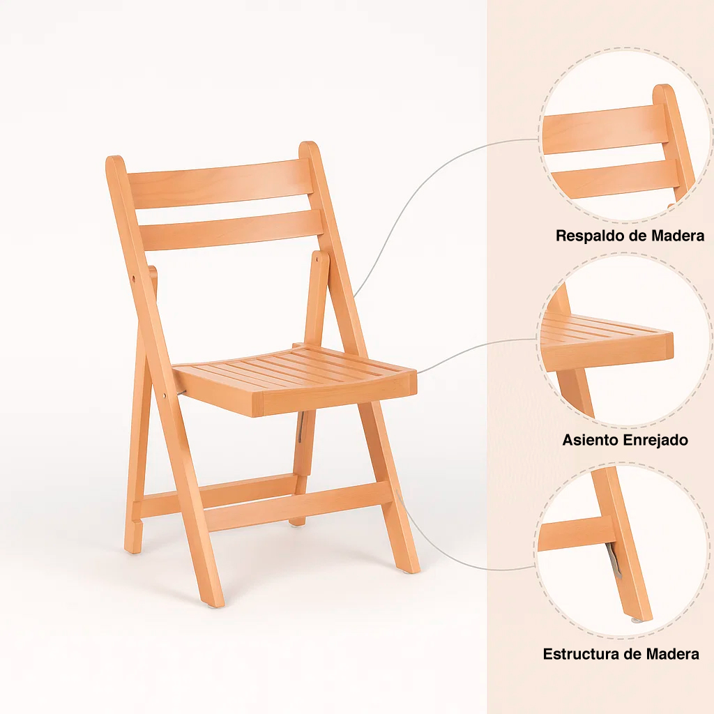 SILLA DUNA PLEGABLE DE MADERA NATURAL - 5