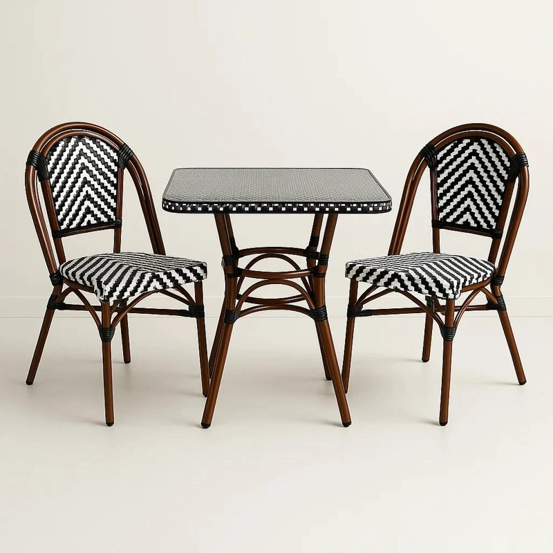 COMEDOR DE UNA MESA + 2 SILLAS PARISINAS - BLANCO Y NEGRO - 1