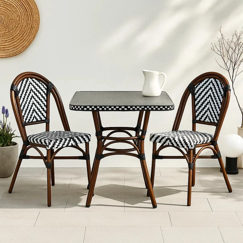 COMEDOR DE UNA MESA + 2 SILLAS PARISINAS - BLANCO Y NEGRO - 2