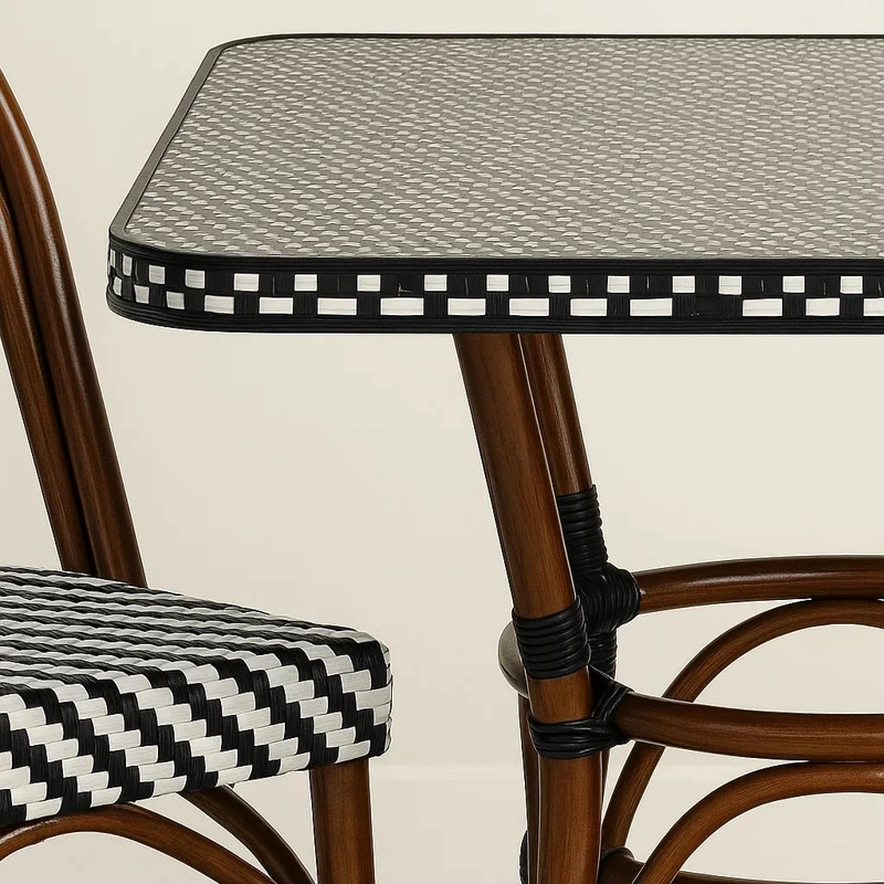 COMEDOR DE UNA MESA + 2 SILLAS PARISINAS - BLANCO Y NEGRO - 8