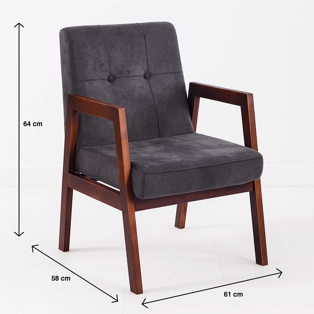 SILLON MARLOW DE TERCIOPELO - GRIS OSCURO - 4