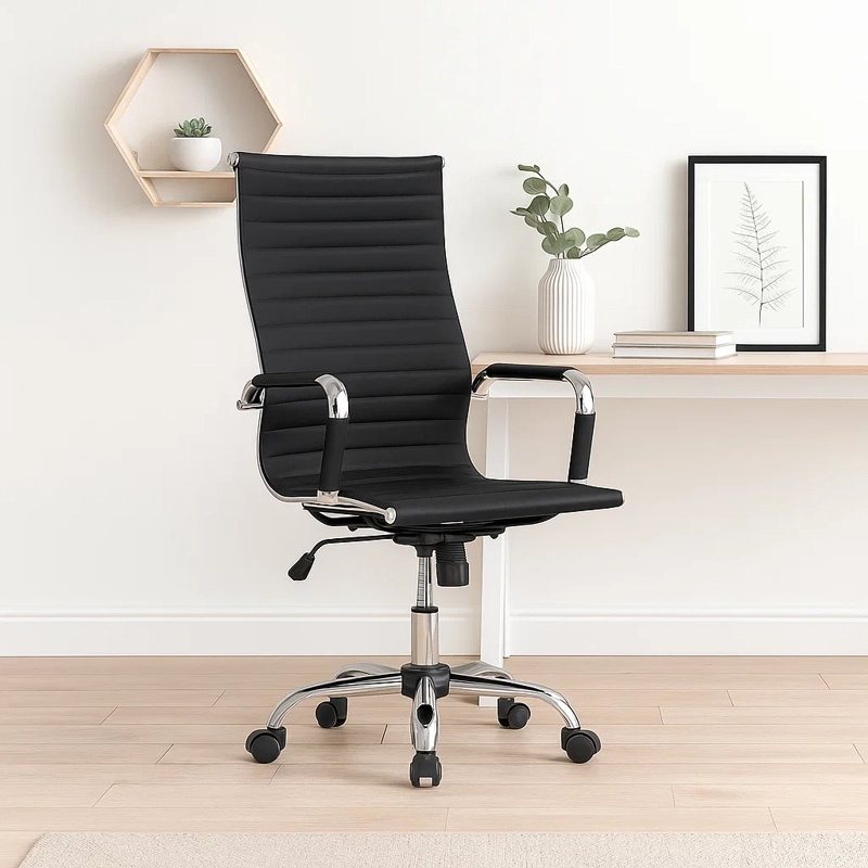 SILLA EJECUTIVA LUXOR CUERO SINTE TICO - NEGRO - 3