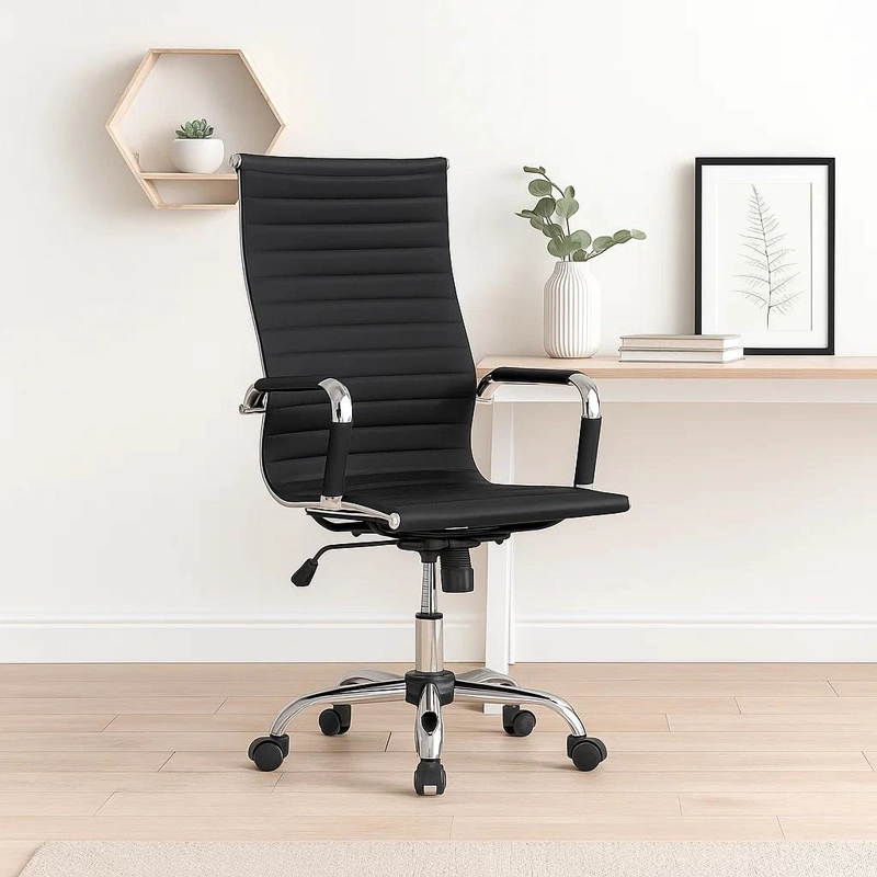 SILLA EJECUTIVA LUXOR CUERO SINTE TICO - NEGRO - 4