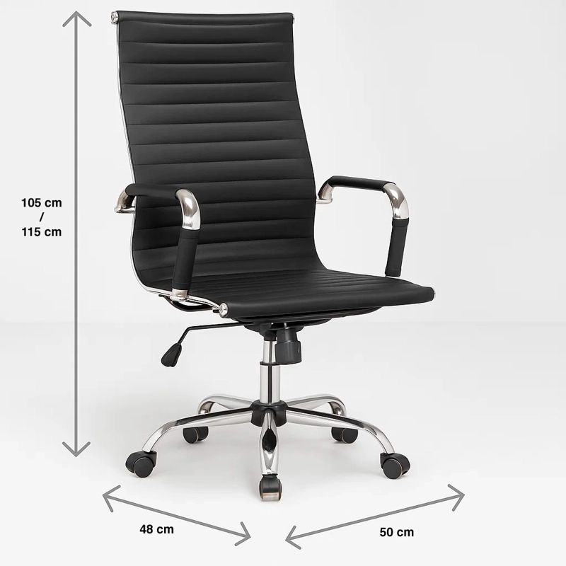 SILLA EJECUTIVA LUXOR CUERO SINTE TICO - NEGRO - 7