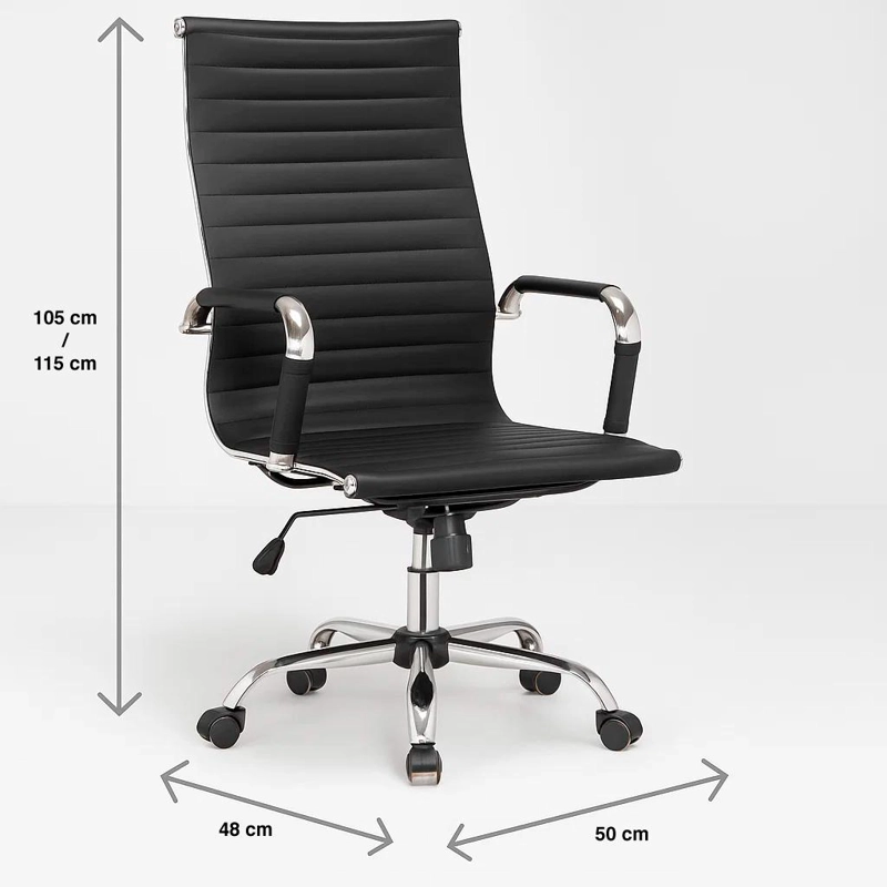 SILLA EJECUTIVA LUXOR CUERO SINTE TICO - NEGRO - 8