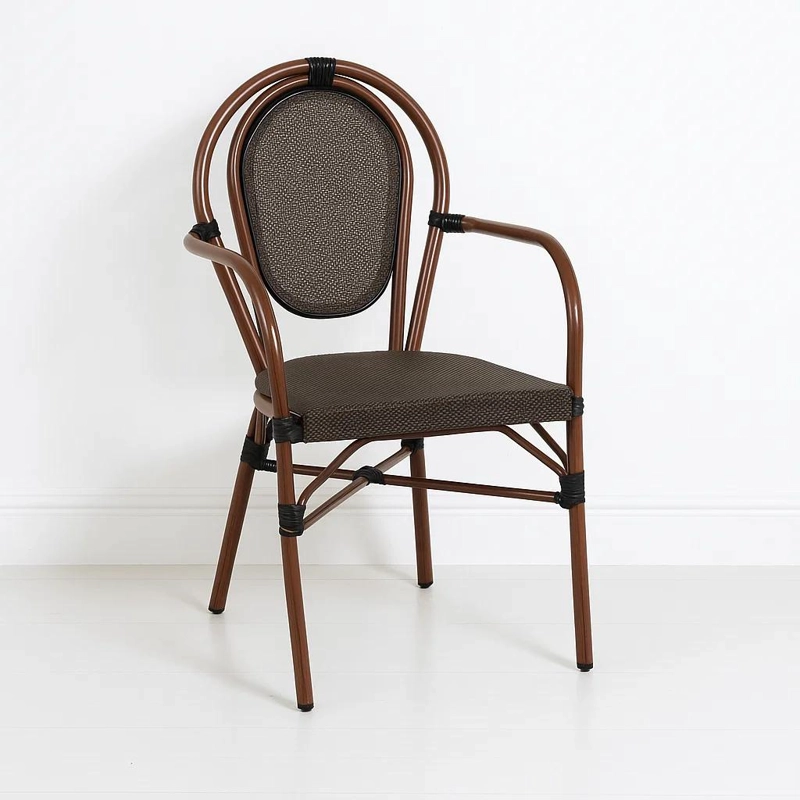 SILLA PROVENCE PARISINA RATTAN CON REPOSABRAZOS - CAFE  OSCURO - 1
