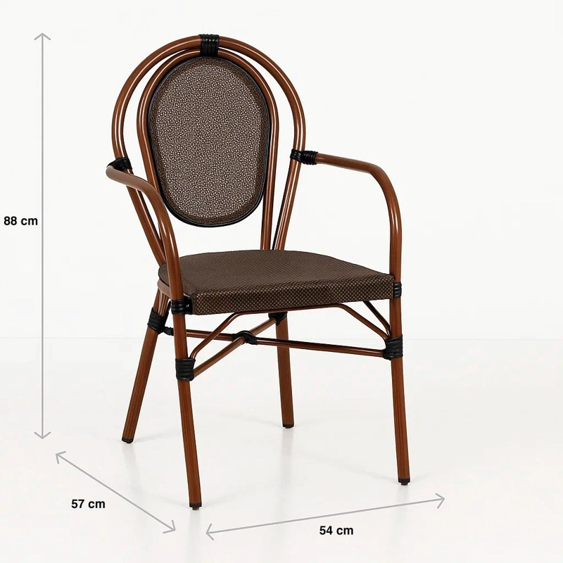 SILLA PROVENCE PARISINA RATTAN CON REPOSABRAZOS - CAFE  OSCURO - 4