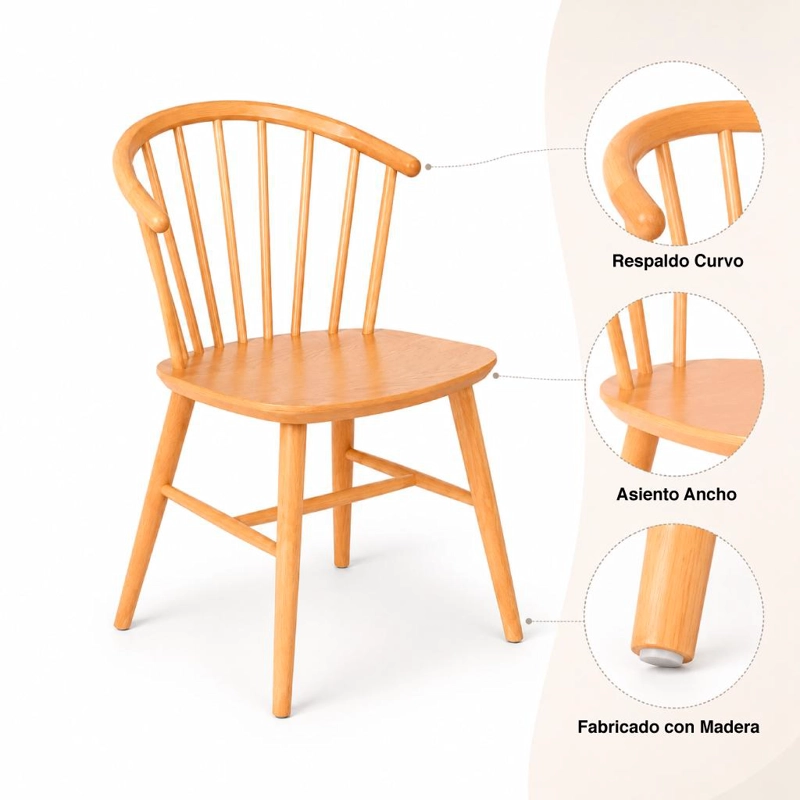 SILLA LYKKE DE MADERA - NATURAL - 5