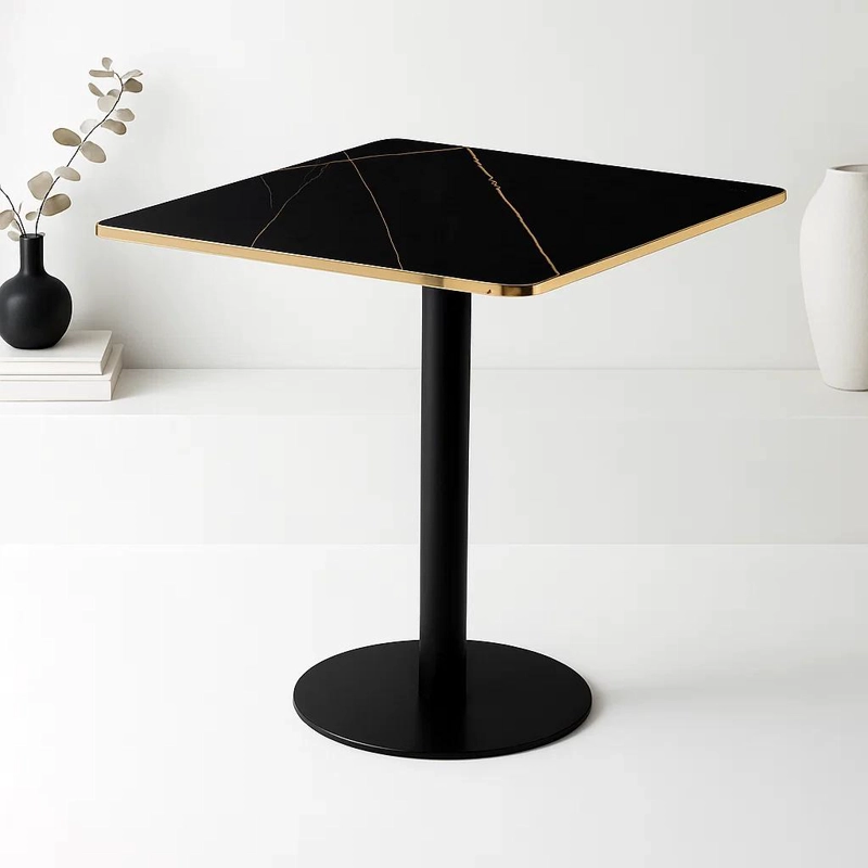 MESA LUXOR DE MDF EFECTO MARMOL NEGRO CON DORADO - 2