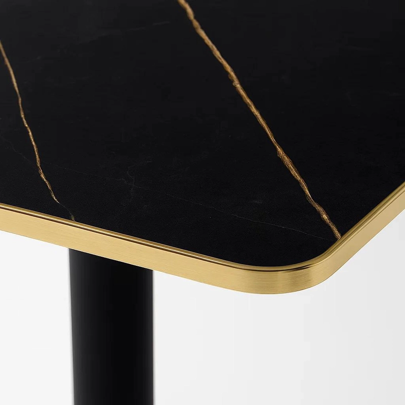 MESA LUXOR DE MDF EFECTO MARMOL NEGRO CON DORADO - 6