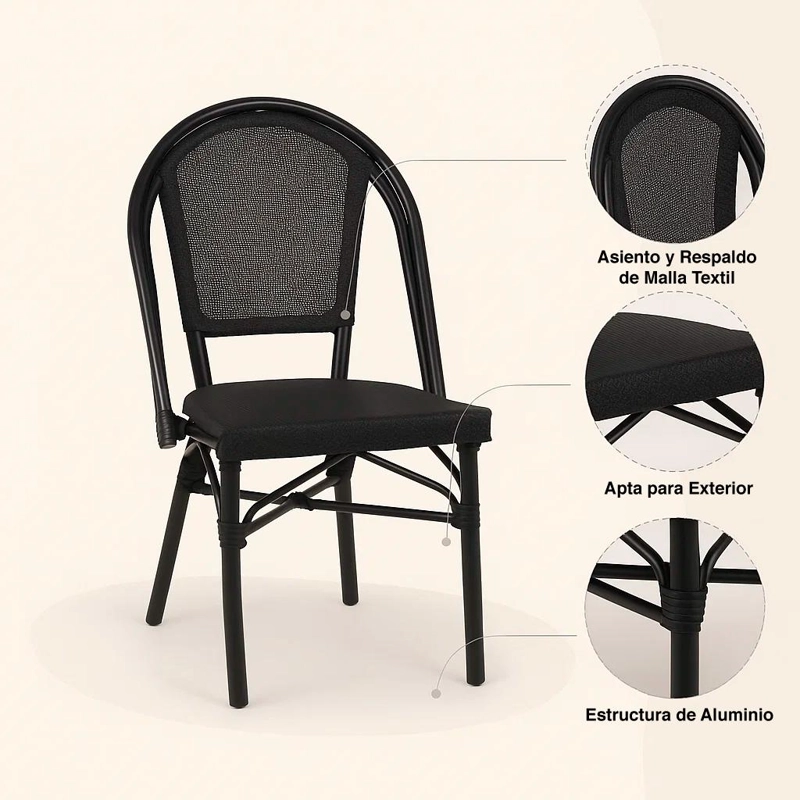 SILLA BISTRO PARISINA TEXTILENO - NEGRO - 5