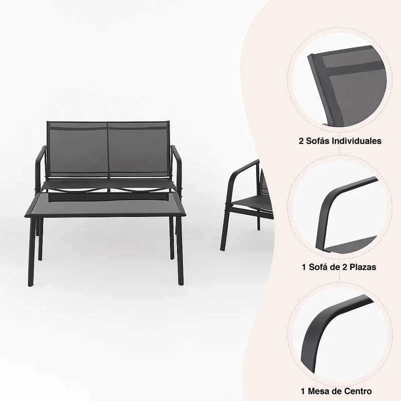 JUEGO DE TERRAZA AERO 3 SOFAS Y 1 MESA DE CENTRO - 9