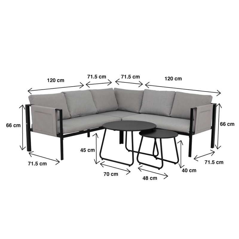 JUEGO DE TERRAZA SOHO 3 SOFAS ESQUINEROS GRISES Y 2 MESAS DE CENTRO - 4