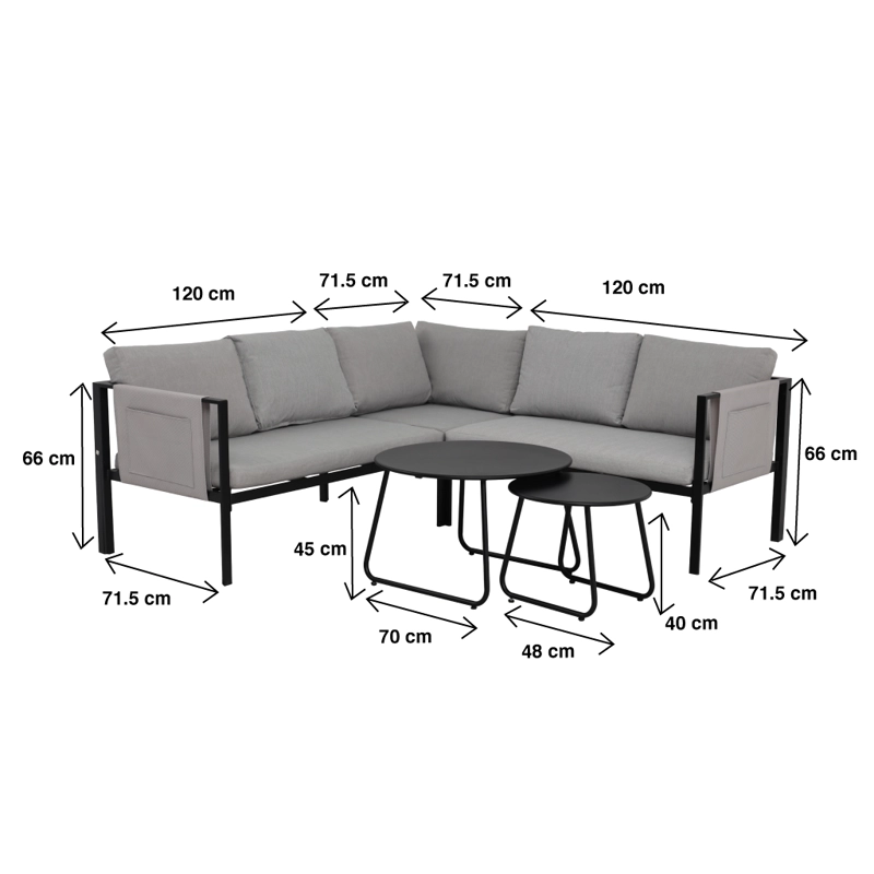 JUEGO DE TERRAZA SOHO 3 SOFAS ESQUINEROS GRISES Y 2 MESAS DE CENTRO - 8