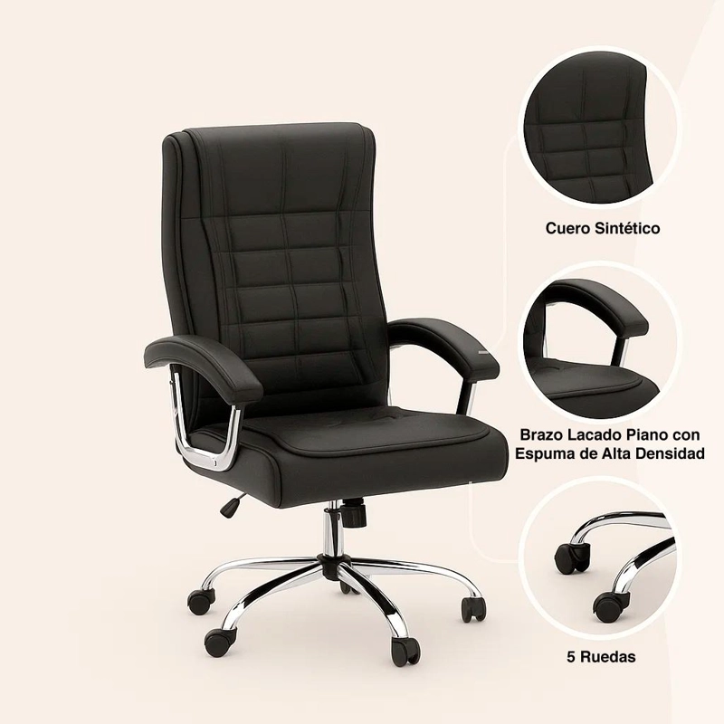 SILLA TOSCANA EJECUTIVA DE OFICINA  - NEGRO - 9