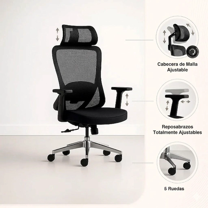 SILLA DE OFICINA FLEXOR - NEGRO - 5