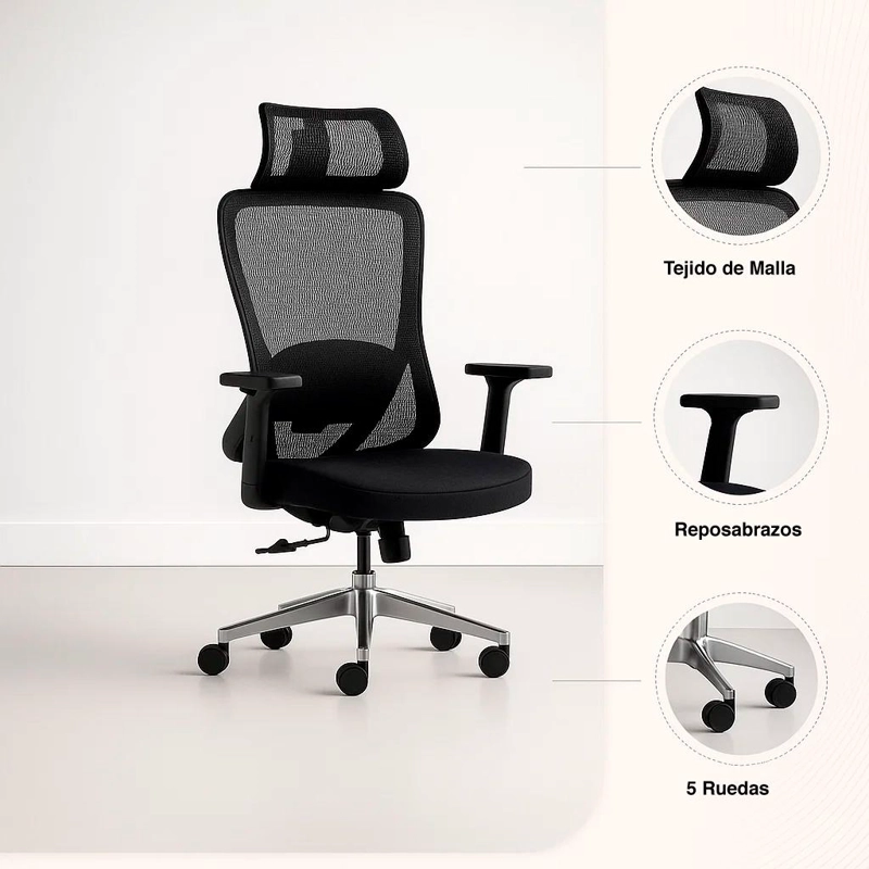 SILLA DE OFICINA FLEXOR - NEGRO - 8