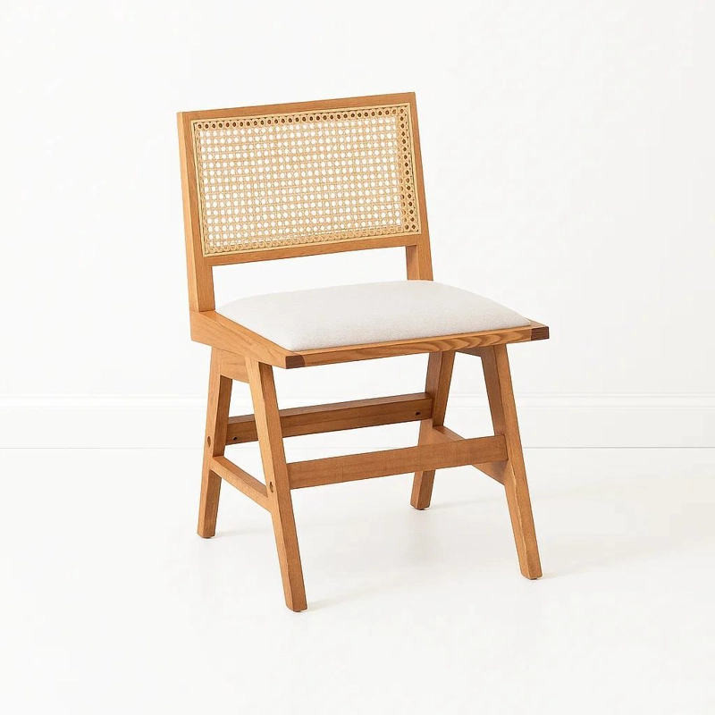 SILLA AURA DE RATTAN CON ASIENTO DE TELA - NATURAL BEIGE - 1