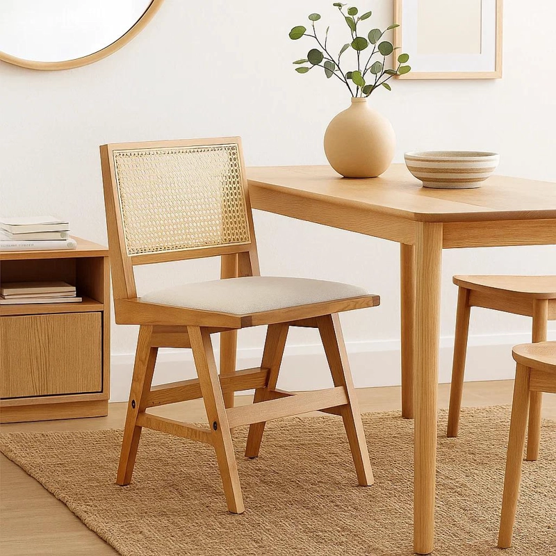 SILLA AURA DE RATTAN CON ASIENTO DE TELA - NATURAL BEIGE - 3