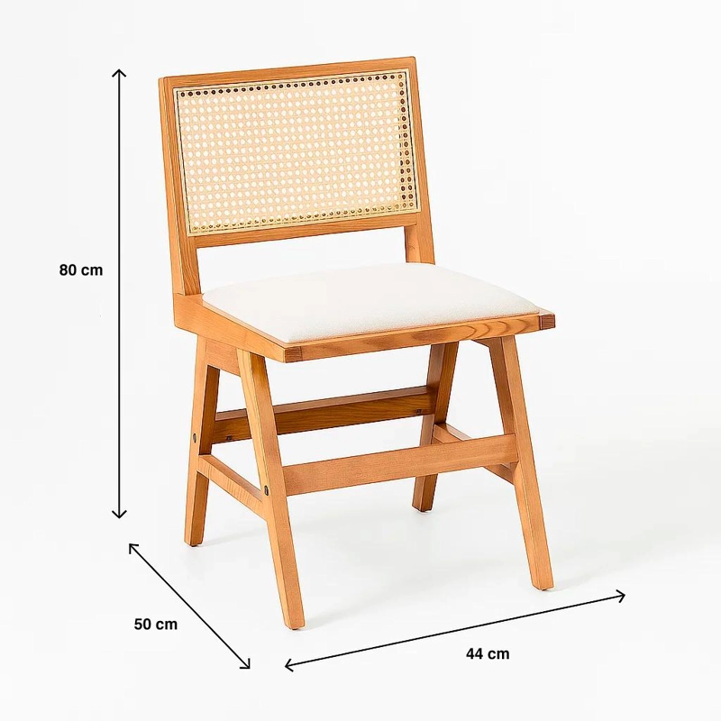 SILLA AURA DE RATTAN CON ASIENTO DE TELA - NATURAL BEIGE - 4