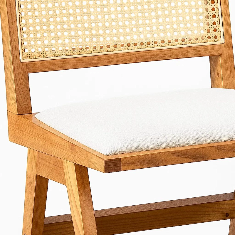 SILLA AURA DE RATTAN CON ASIENTO DE TELA - NATURAL BEIGE - 6