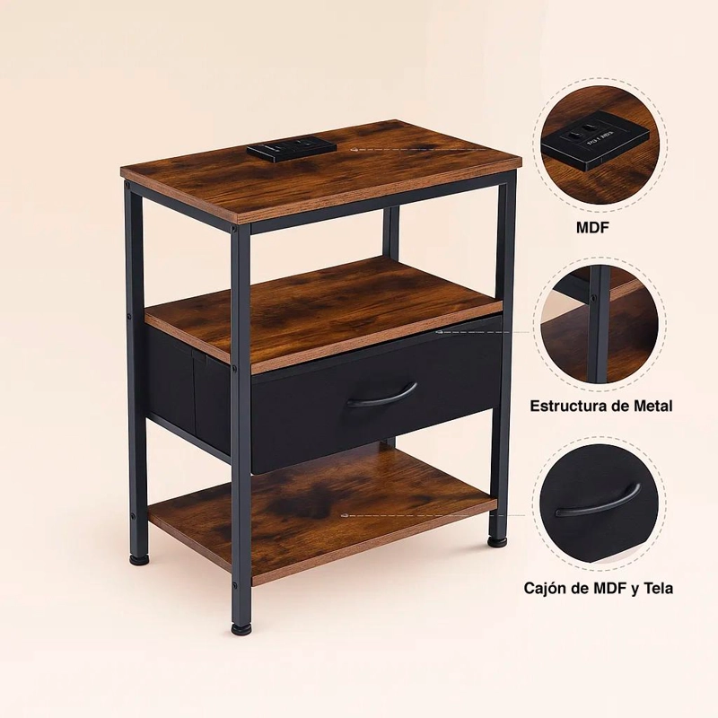 VELADOR ESTILO INDUSTRIAL BLACK WOOD - 5