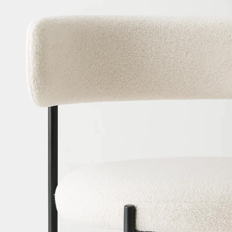 SILLA TEDDY DE TELA CON PATAS METALICAS NEGRAS - CREMA - 6