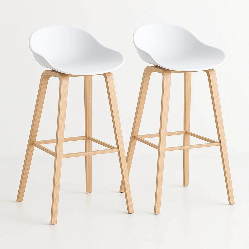 PACK DE 2 TABURETES PISO BAR NORDIC - BLANCO - 1