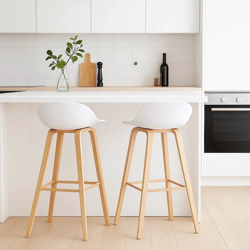 PACK DE 2 TABURETES PISO BAR NORDIC - BLANCO - 2