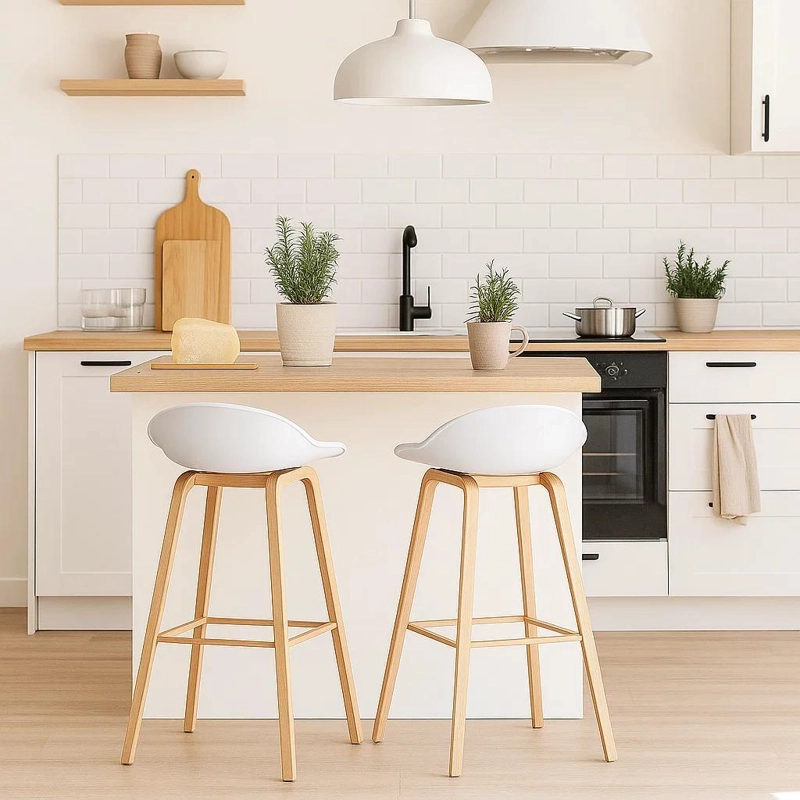 PACK DE 2 TABURETES PISO BAR NORDIC - BLANCO - 3