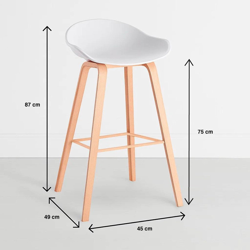 PACK DE 2 TABURETES PISO BAR NORDIC - BLANCO - 4
