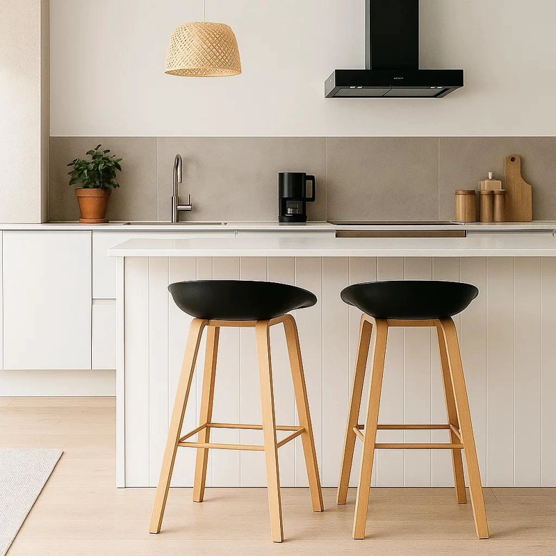 PACK DE 2 TABURETES PISO BAR NORDIC - NEGRO - 3