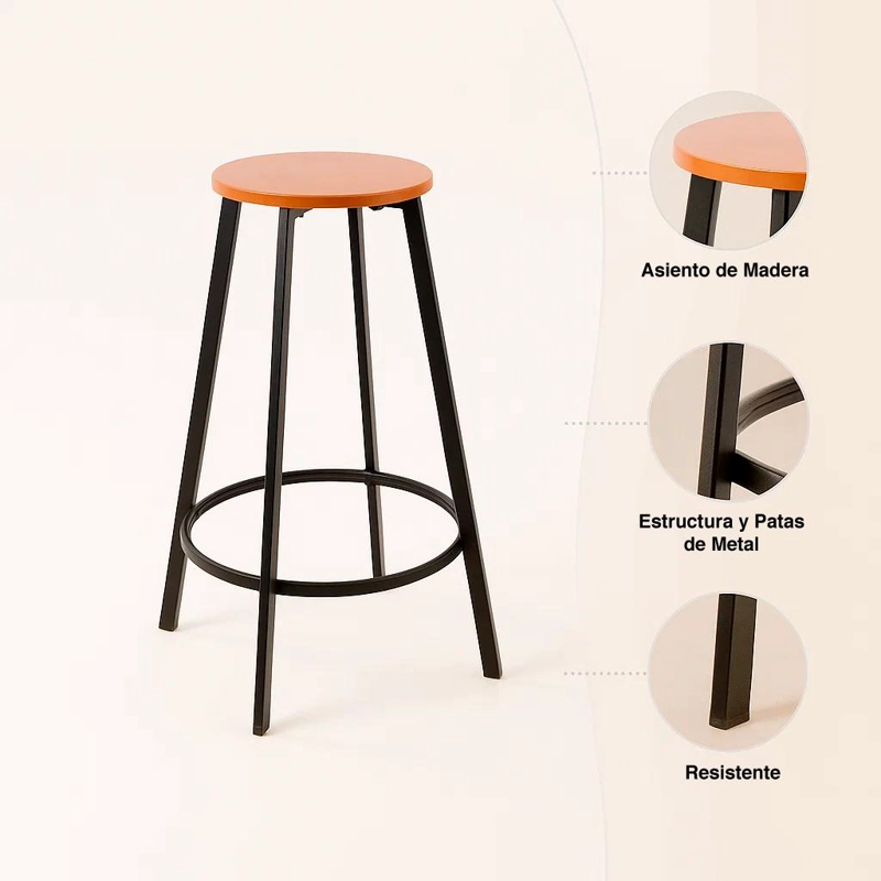PACK DE 2 PISOS TABURETE DE BAR ELIPSE INDUSTRIAL - 5