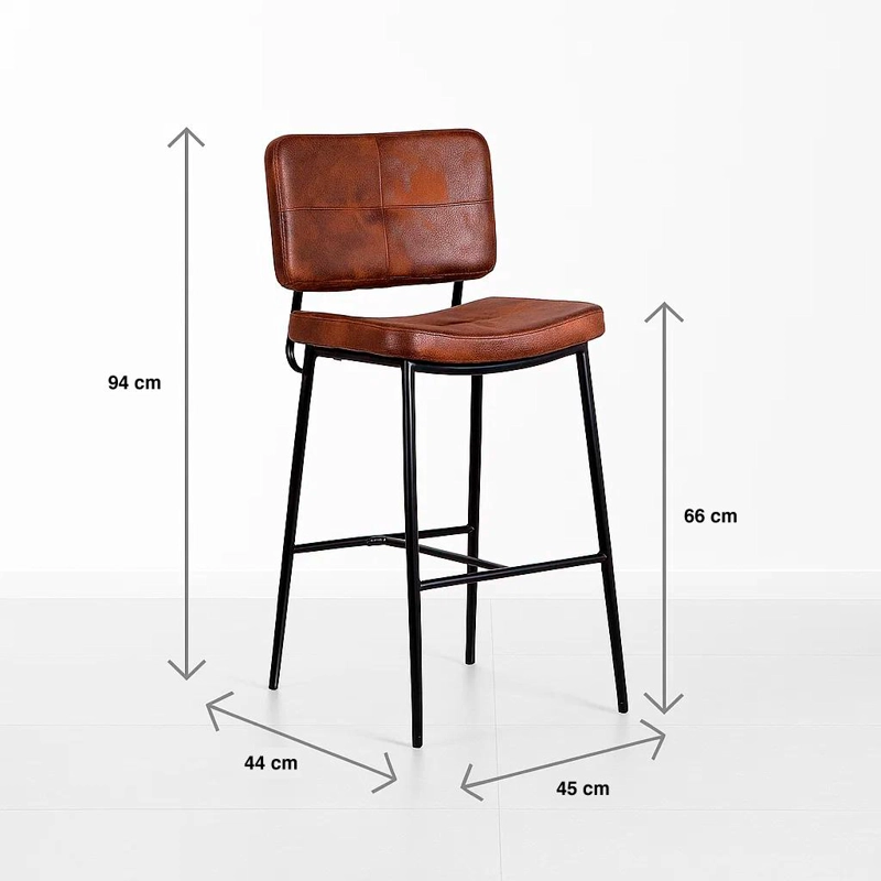 PACK DE 2 TABURETES ALTO BRONX CAFE  VINTAGE CON PATAS METALICAS NEGRAS - 4