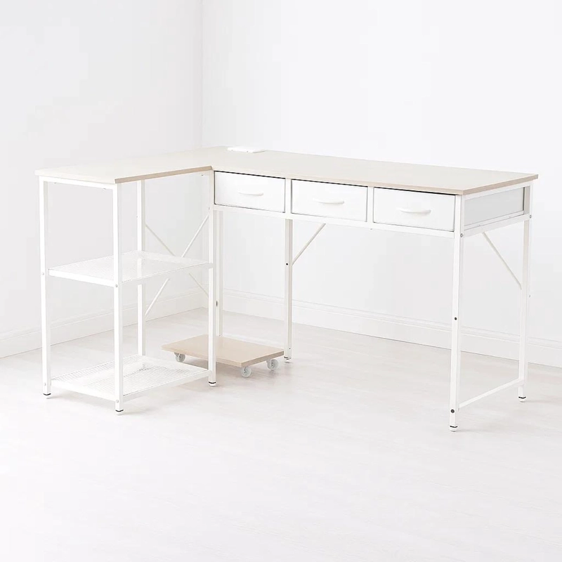 ESCRITORIO PRISMA EN L CON ESTACION DE CARGA INTEGRADA (2 ENCHUFES + 2 USB) - BLANCO - 1