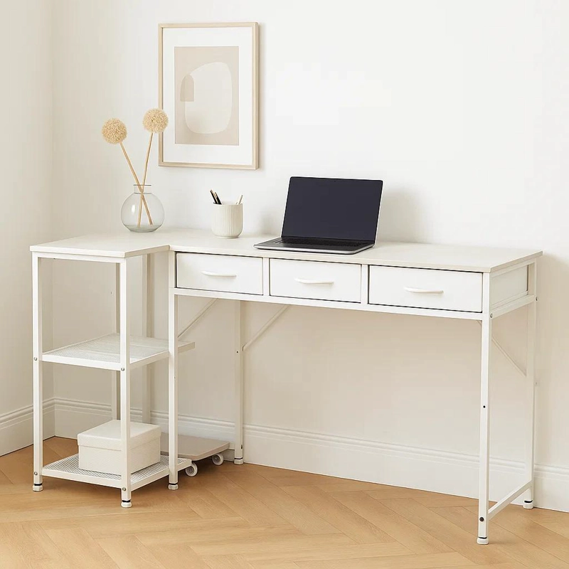 ESCRITORIO PRISMA EN L CON ESTACION DE CARGA INTEGRADA (2 ENCHUFES + 2 USB) - BLANCO - 2
