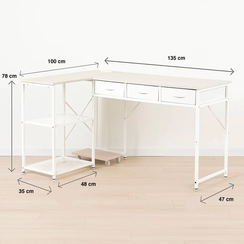 ESCRITORIO PRISMA EN L CON ESTACION DE CARGA INTEGRADA (2 ENCHUFES + 2 USB) - BLANCO - 4