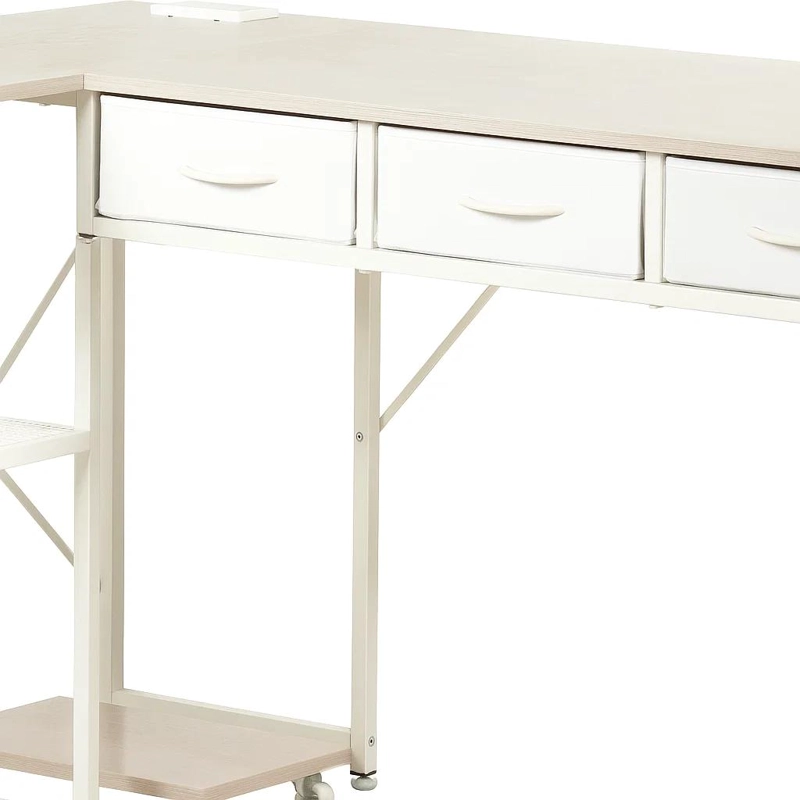ESCRITORIO PRISMA EN L CON ESTACION DE CARGA INTEGRADA (2 ENCHUFES + 2 USB) - BLANCO - 6