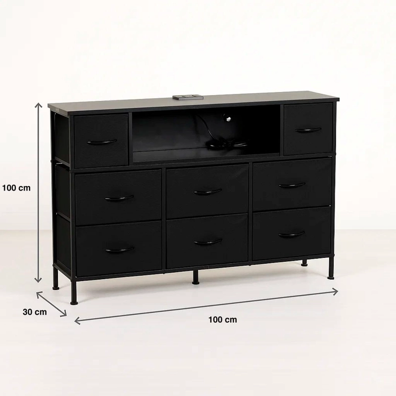 MUEBLE ORGANIZADOR LED XTREME MULTIMEDIA CON ESTACION DE CARGA INTEGRADA - NEGRO - 4
